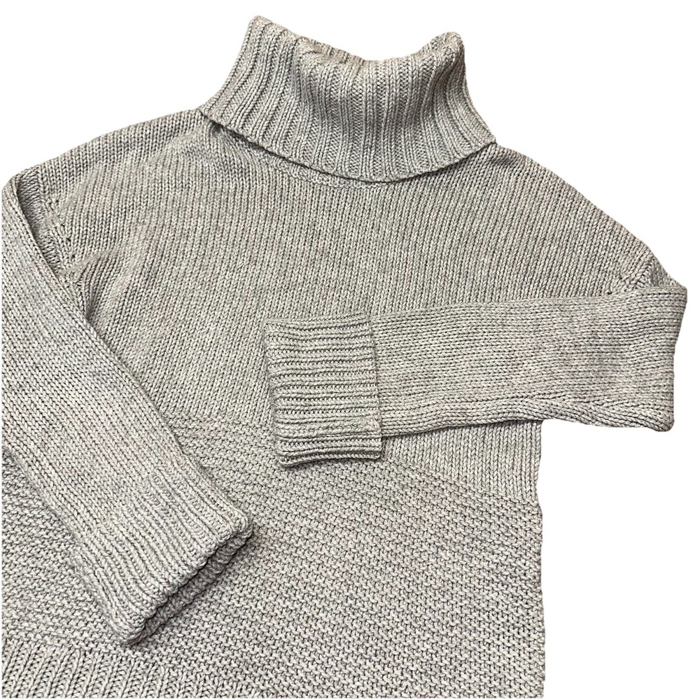 Gap Icon Stitchy Turtleneck Sweater Lt Heather Grey Knit Wool‎ Blend Women's XS